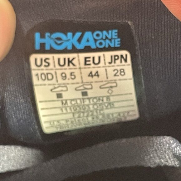 Hoka One One Clifton 8 Men Size 10 D Blue Athletic Running Shoes - Picture 9 of 9
